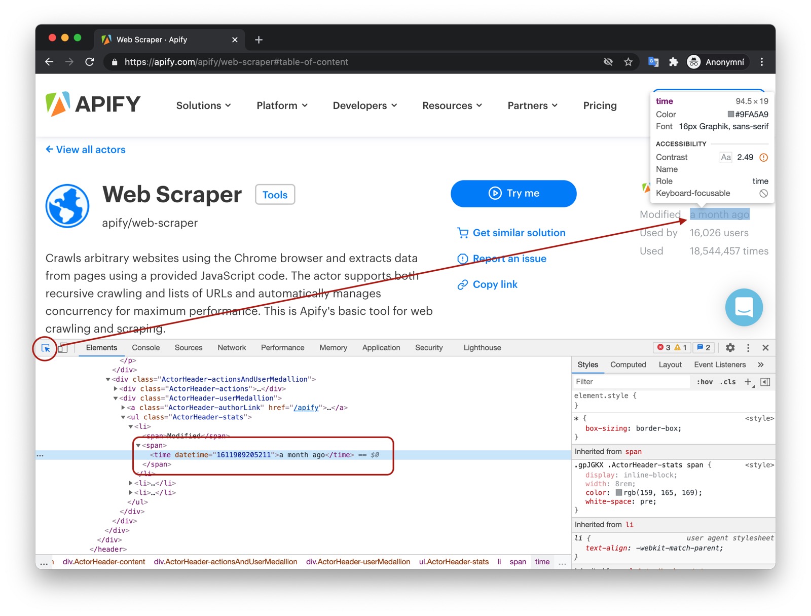 actor last modification date selector